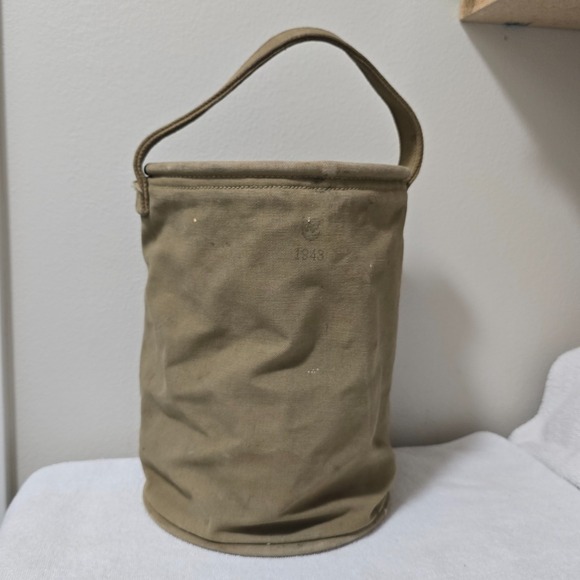 USGI Other - WWII US Military Army Canvas Water Bucket 1943 Collapsible Jeep Cavalry Pail